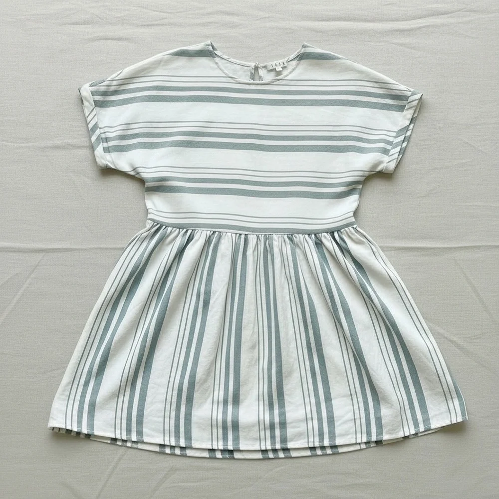 TCEC Striped Mini Dress Small Women's Short Sleeve Green Summer Sundress - Picture 1 of 9